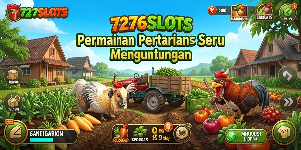Tampilan gameplay seru dalam 7276SLOTS yang menunjukkan aktivitas pertanian.