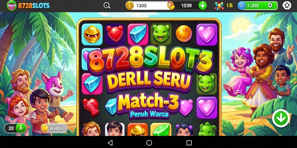Gameplay seru 8728SLOTS dengan kesulitan mencocokkan simbol.