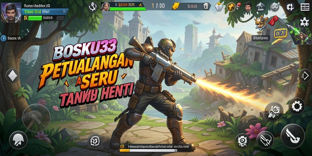 Screenshot gameplay BOSKU33 menunjukkan aksi pertarungan yang seru.