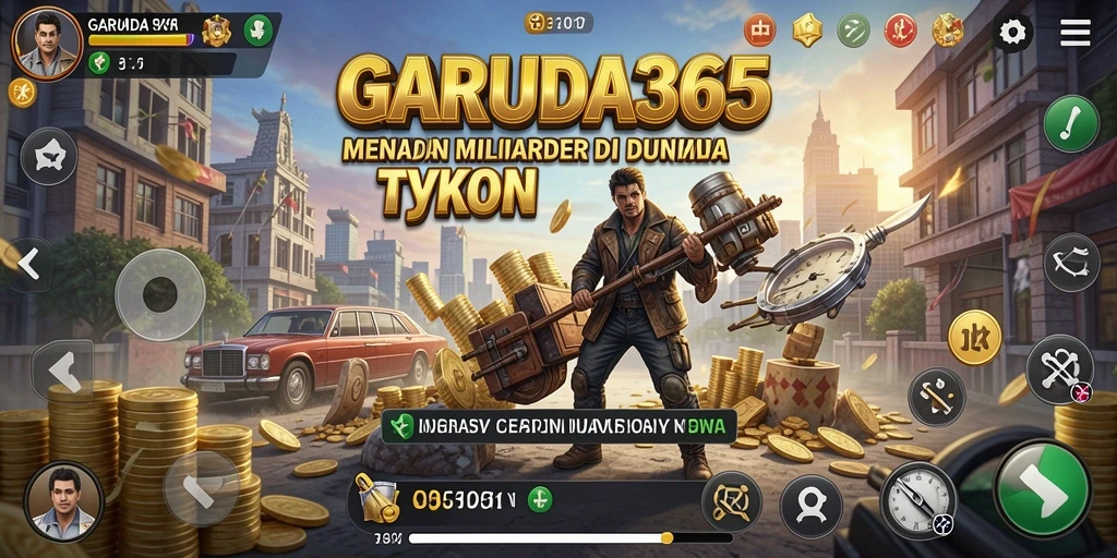 Screenshot gameplay <strong>GARUDA365</strong> menunjukkan aktivitas seru dalam membangun empire bisnis.