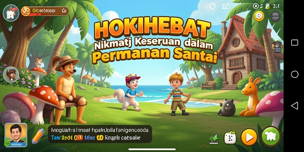 Tampilan gameplay HOKIHEBAT yang penuh warna dan menyenangkan.