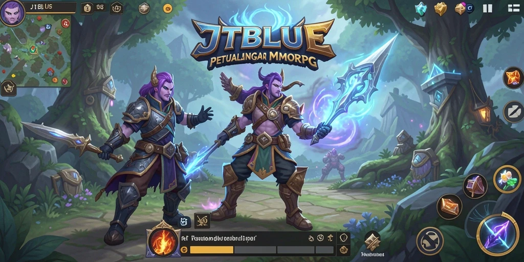 Tangkapan layar gameplay JTBLUE yang menunjukkan aksi seru dalam petualangan MMORPG.