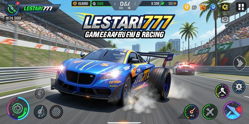 Screenshot dari gameplay LESTARI777 yang menampilkan aksi balapan seru.