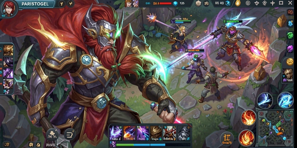 Screenshot menampilkan aksi seru dalam permainan MOBA PARISTOGEL.