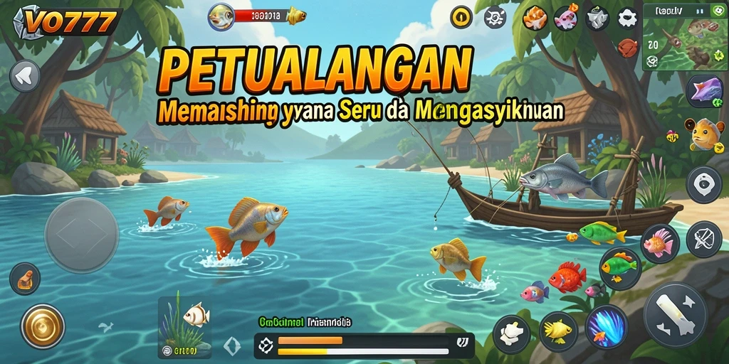 Screenshot gameplay VO777 menunjukkan pengalaman memancing yang realistis dan menghibur.
