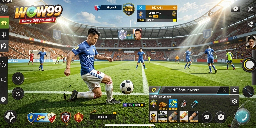 Gameplay seru WOW99 dengan aksi sepak bola mendebarkan.